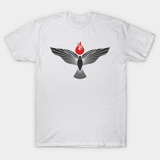 The dove and the flame of fire are symbols of God's Holy Spirit, peace and humility T-Shirt by Reformer